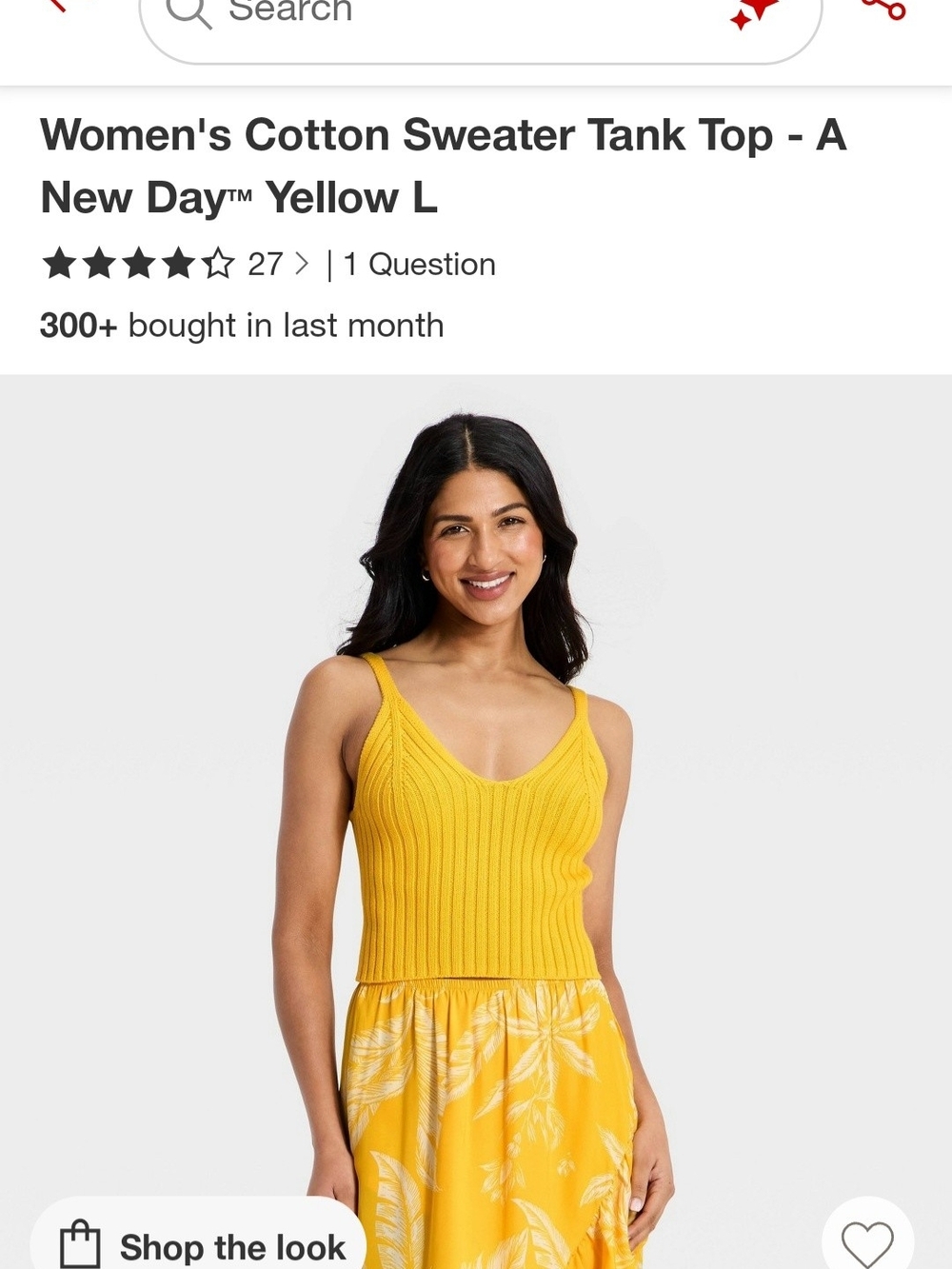 a new day Yellow Ribbed Cotton Tank Top